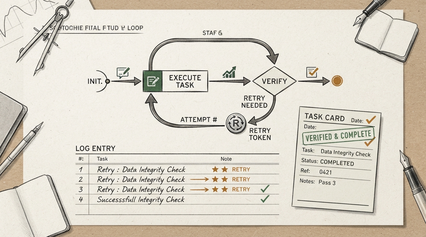 Paper workflow loop with a retry token